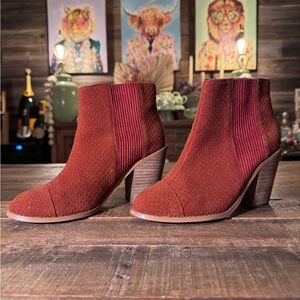 Anthropologie Rust Suede Ankle Boots with Block Heel